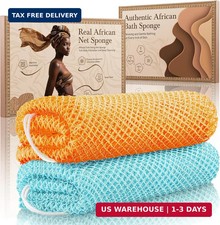 African Net Sponge Authentic 2 Pieces Gentle Exfoliating Body Scrubber Bath Spon