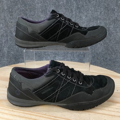 Merrell Albany Trail Hiking Shoe Womens 8.5 Black Suede Lace Low Sneakers J42286