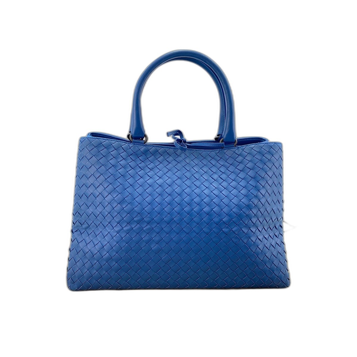 Authentic BOTTEGAVENETA INTRECCIATO Handbag blue  WS33919