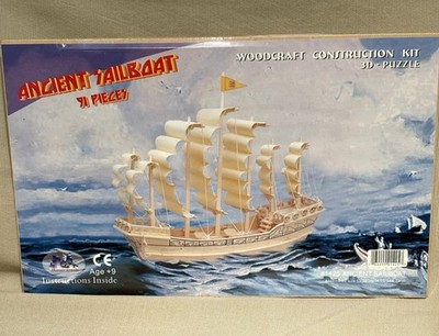 Woodcraft Construction Ancient Sailboat Wooden 3-D Model Kit-NEW