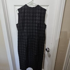Ann Taylor Sheath Dress Black And Gray Houndstooth  Size 14