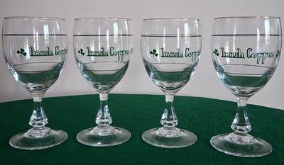 Irish Coffee Glasses Set of 4 Clear Glass Stemware Round Glossy Finish
