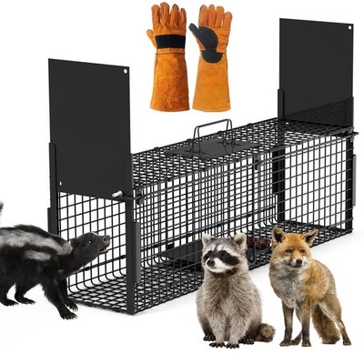 Live Animal Cage Trap Humane Rodent Raccoon Cage w/ Iron Door for S/M/L Rat Mice