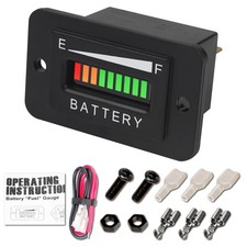 Car Battery Tester Lead Acid Voltage Indicator Gauge 12V 24V Alarm Golf Cart