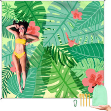 Beach Blanket Waterproof Sandproof Large Beach Mat 79" X 83" for 2-4 Adults Sand