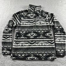 Eddie Bauer Fleece Quarter Zip Sweater Womens Medium Tribal Southwest Aztec
