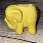 Vintage McCoy Pottery Elephant Trunk Up Mini Planter Yellow MCM 3.5x3.25”
