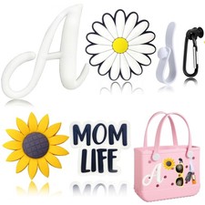 Kinearcharms 6Pcs Letter Charms for Bogg Bag Clips Insert Beach A