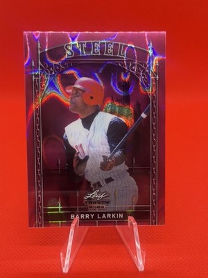 Barry Larkin 2024 Leaf Trinity Mega Box #S-49 Steel Foil Pink /25