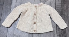 Zara Cream Cozy Knit Sweater Button Up Neutral Baby Girls Size 1/3 62cm