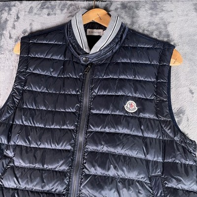 Moncler Maglia Down Knit Vest Men s Medium Navy Full Zip Puffer Wool Luxury