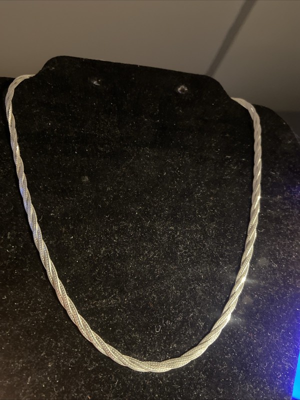 Sterling Silver 925 Italy Braided Herringbone 4.5mm Chain Necklace 18"