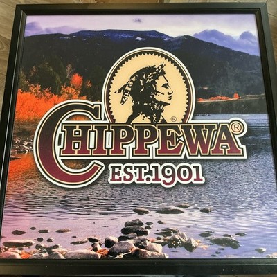 CHIPPEWA BOOT SIGN WITH BRIGHT LED LIGHTS New / Excellent Condition- 18  X 18.5 