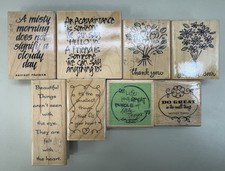 Lot 8 Wood Mounted Rubber Stamps Thank You Get Well Do Great