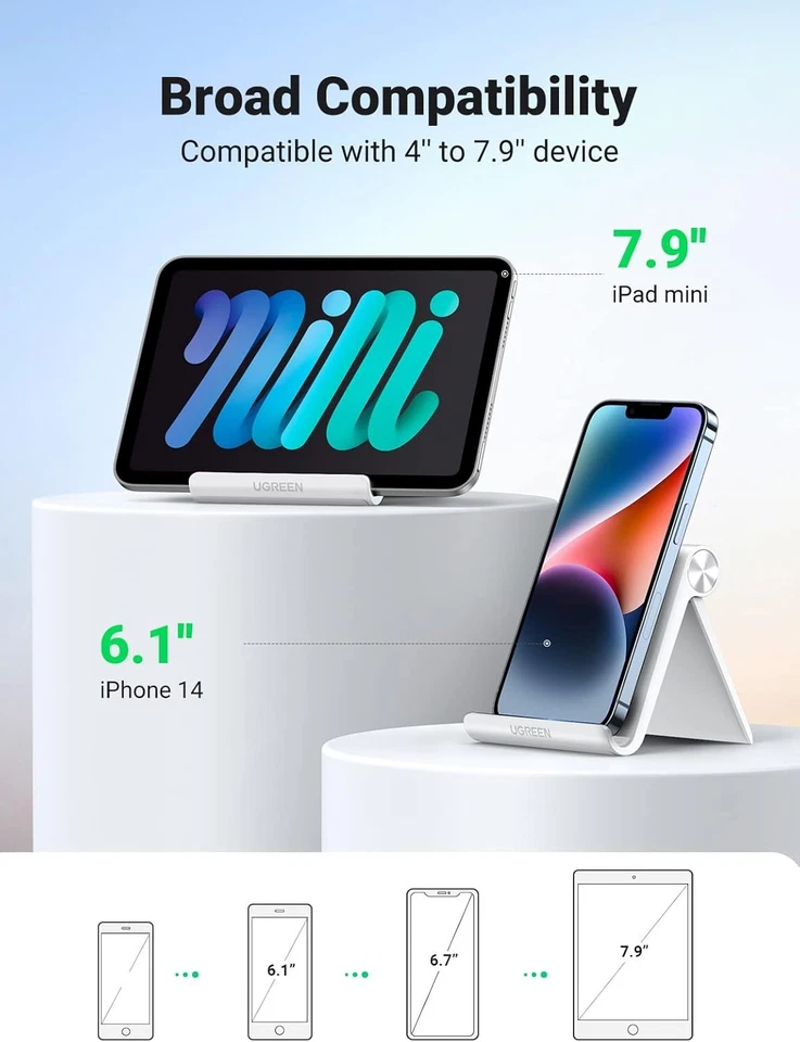 Soporte de escritorio plegable para teléfono celular ajustable blanco Foto 4 de 4