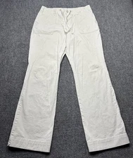 FDJ French Dressing Pants Womens 12 Beige Drawstring Straight Leg Cotton Stretch