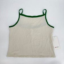 Lululemon Organic Cotton High-Neck Ringer Tank Top Athletic Green Trim XL