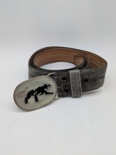 Vintage 1979 PSS Belt Buckle Cougar Logo Inlay Antiqued Leather Size 36 A066