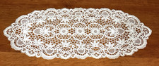 Antique Handmade Bobbin Tape Lace Oval Table Piece Impressive 29" x 13" 714