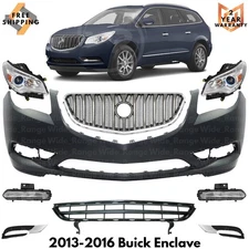 Front Bumper Cover Fascia  & Grille Assembly Kit For 2013-2016 Buick Enclave