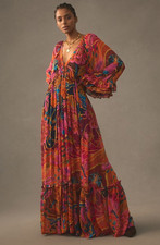 Farm Rio “Vintage Wave” Long Sleeve Maxi Dress – XS – NWT – MSRP $315