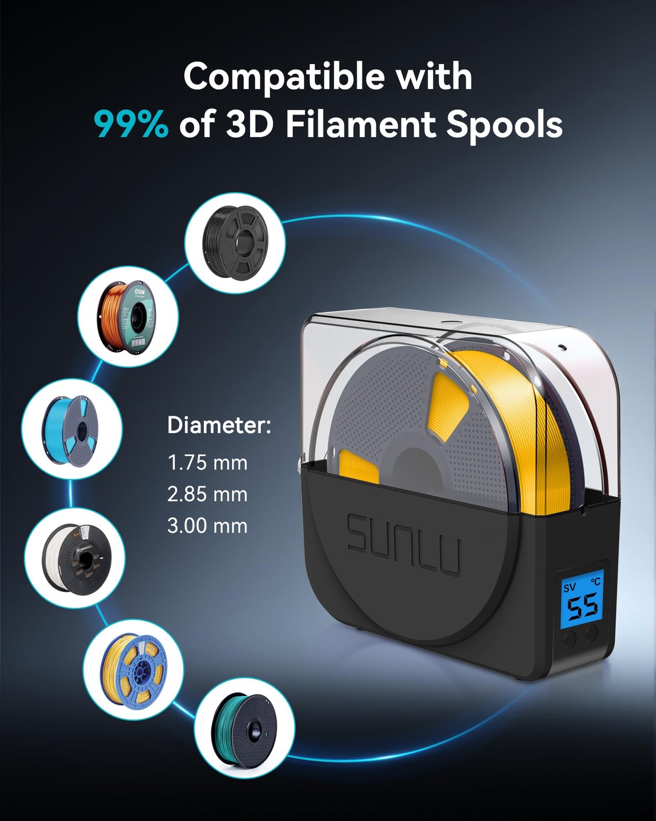 SUNLU S1 PLUS Filament Trockner Box für 3D Druck, tragbares feuchtigkeitsfreies Werkzeug - Bild 5