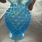 Fenton Blue Opalescent Hobnail Glass Vase 3 1/2"