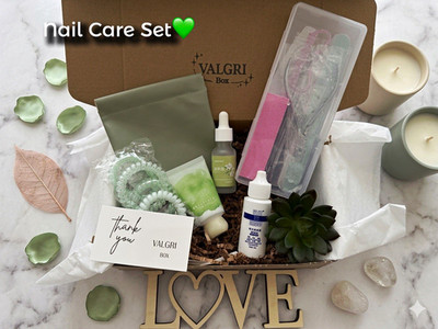 VALGRI Box Manicure Set w/ Tools Case, Cuticle Remover, Nail Oil, Hand Cream