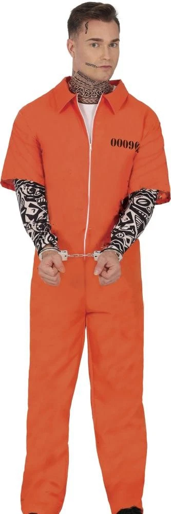Amakando Costume Originale da carcerato per Ragazzi/e/Arancio 135-140 cm, 8-10 Anni/Costume detenuto Prigione/Perfetto per Feste a Tema & Travestimenti Bambini