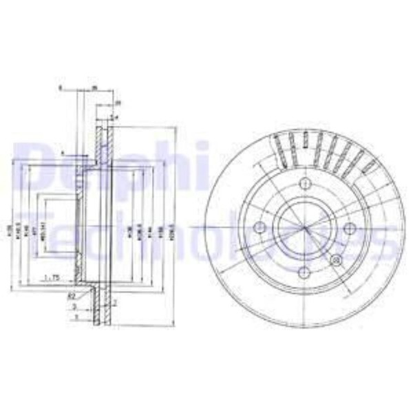 Delphi 2X Bremsscheibe Vorne Ø240Mm BelüFtet FüR Ford KA Rb_ 1.3I Fiesta IV-image