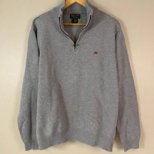 Ralph Lauren Jeans Co. Mens XL Gray 1/4 Zip Y2K Preppy Embroidered Logo