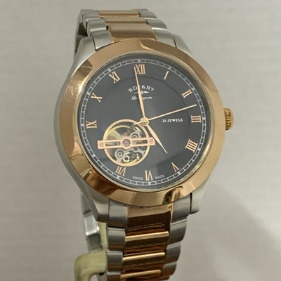 Rotary Mens Les Originales Rose Gold Automatic Two ToneBracelet Watch GB90517-01