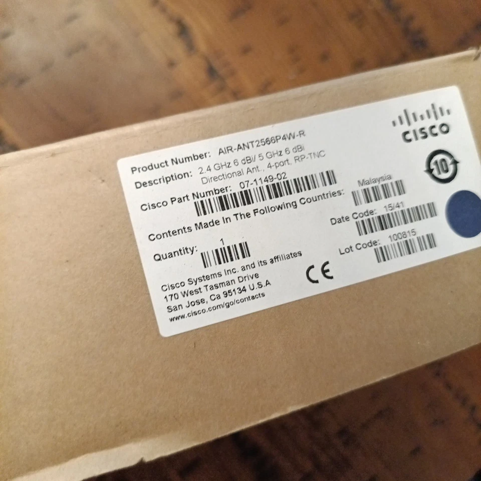 Cisco AIR-ANT2566P4W-R 2.4GHz 6 dBi / 5GHz dBi Directional Ant, 4-port, RP-TNC - Image 3 of 3