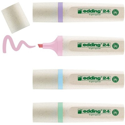 Edding 24 EcoLine highlighter - 4 highlighters in pastel colours - chisel nip 2-