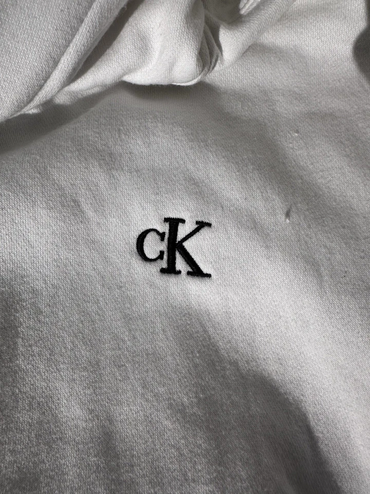 Calvin Klein White Hoodie Men’s Size Medium Small Logo - Image 3 of 3