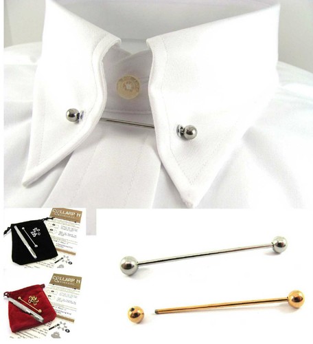 Gold Silver Tone Shirt Collar Tie Pin 