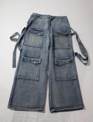 NEVStudio Women's Washed Look Multi Pocket Cargo Jeans NC3 Blue Size 32
