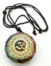 Natural Crystal Orgonite Om Symbol Pendant Necklace 7 Chakra Energy Yoga New