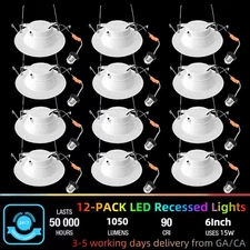 12 Pack 6 Inch Commercial Canless LED Downlight,Dimmable Recessed Ceiling Lights