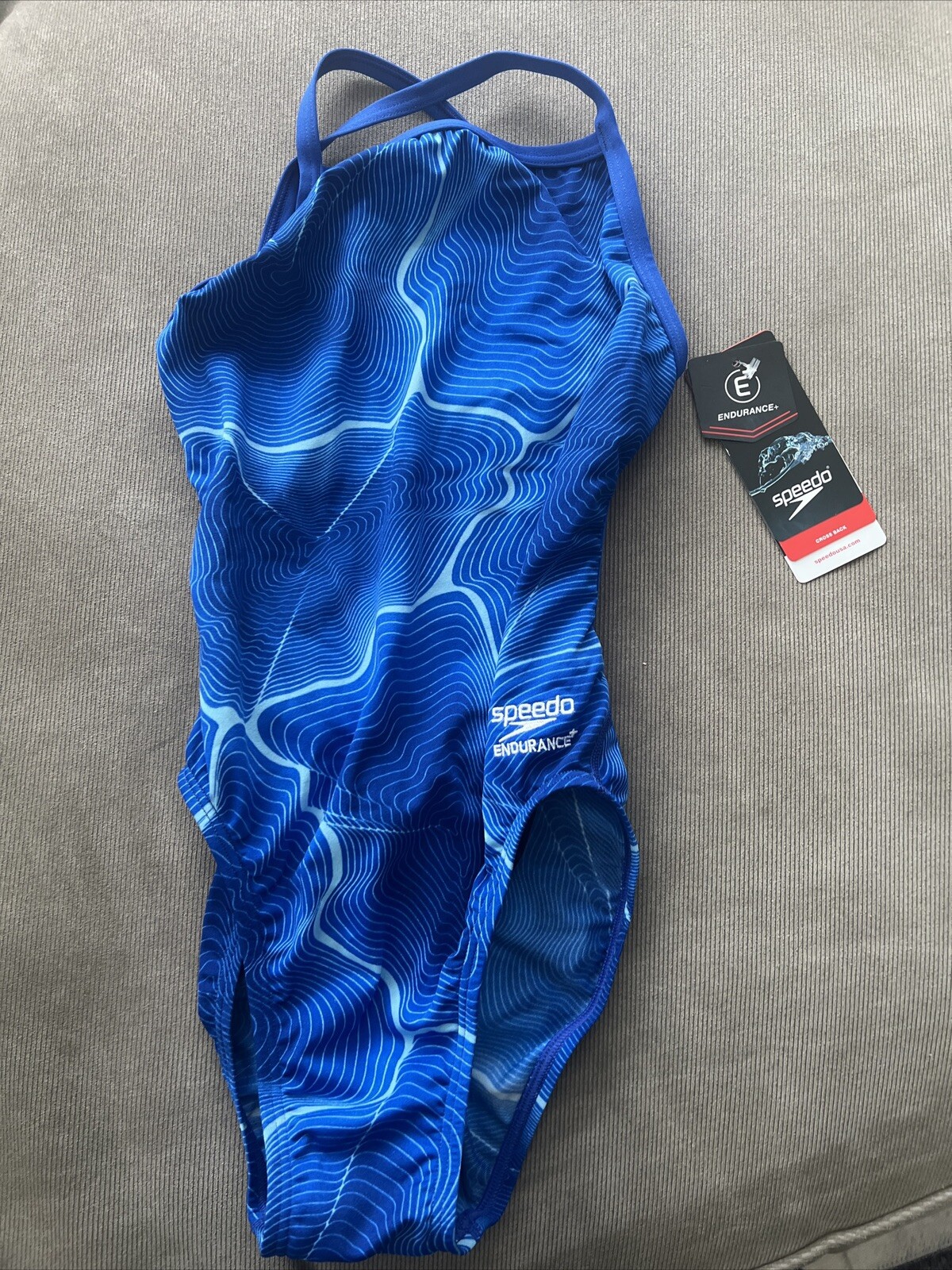 Speedo Women's Swimsuit One Piece Endurance+ Cross Back Blue Adult size