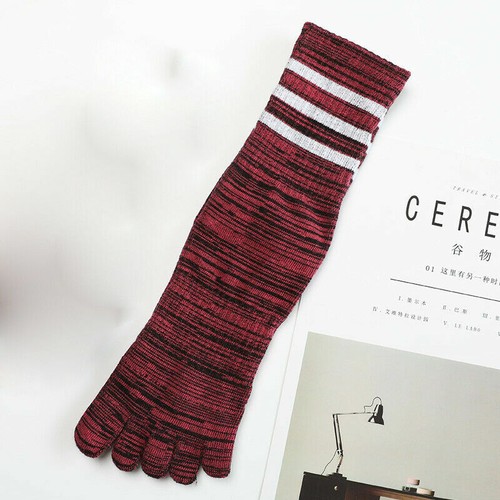 5 Paar Zehensocken Herren Baumwolle gestreift lange Fünf-Finger-Socken Fitnessstudio Sport Freizeit - Bild 11 von 12