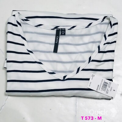 sz M - NWT Cathy Daniels 3/4 Sleeve Striped Top