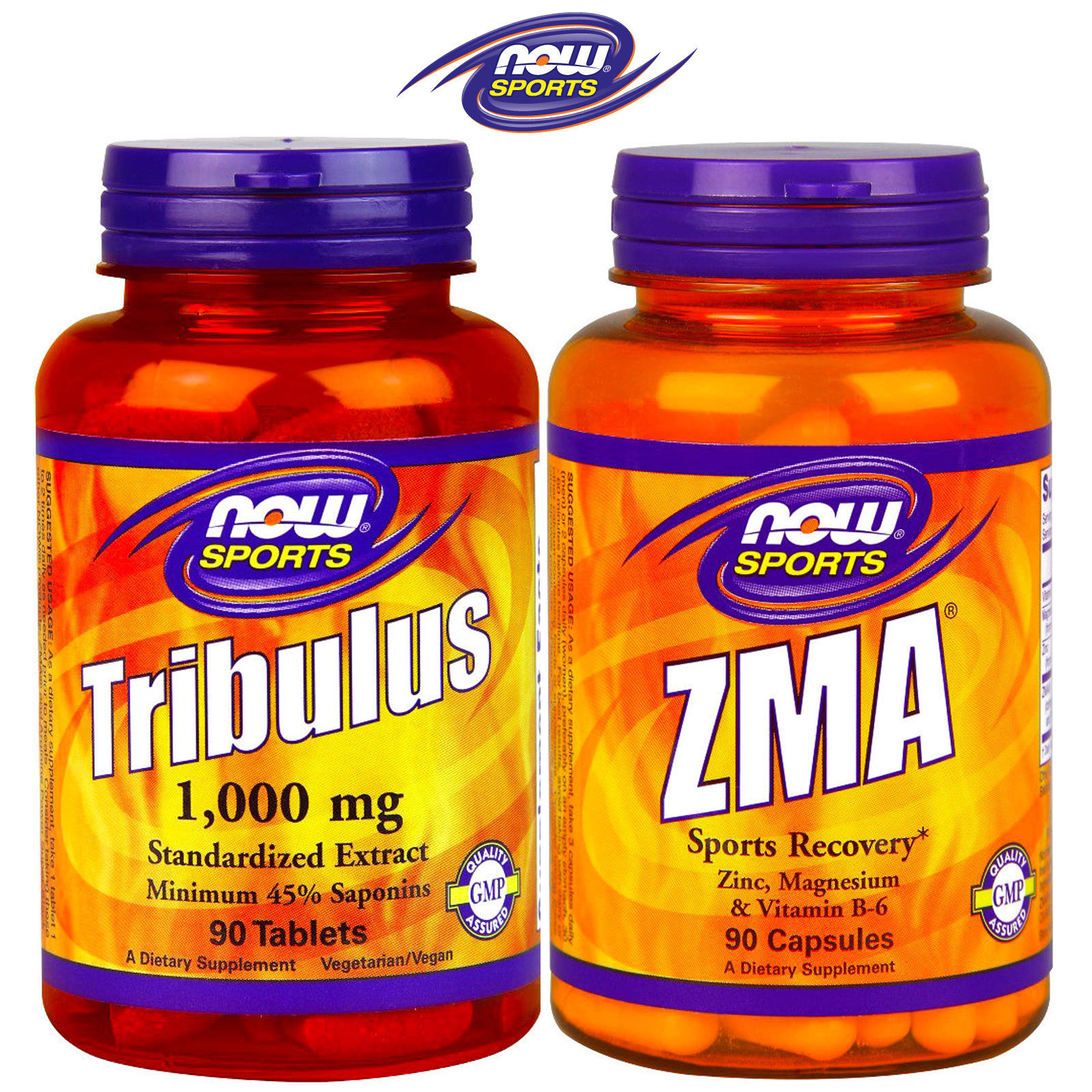 NOW Tribulus Terrestris 90Tabl + ZMA 90Caps Testosterone Booster