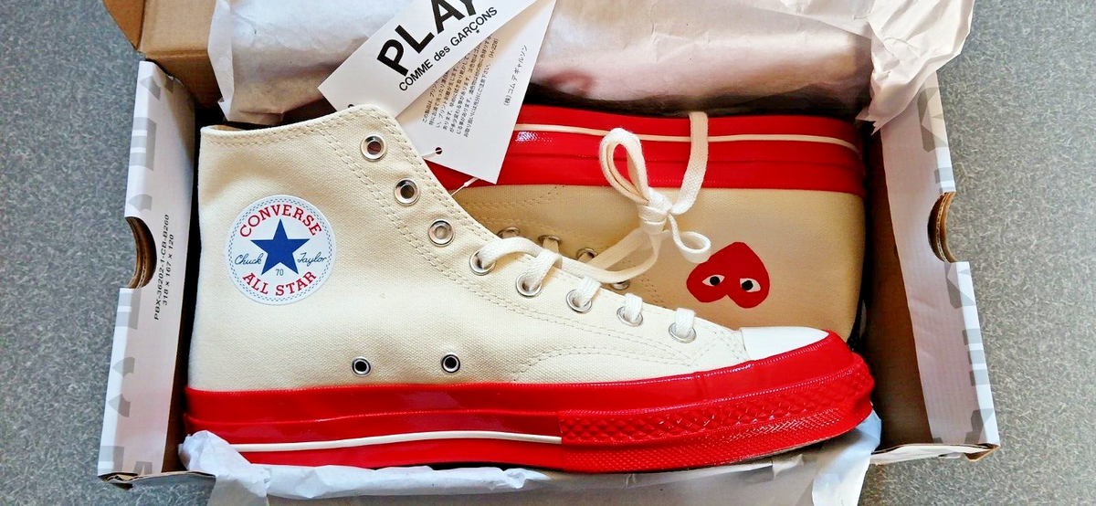 Comme de Garcons Converse Chuck Taylor High Top - Ivory - Size 8.5