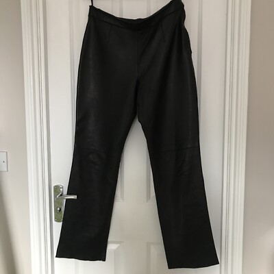 Debenhams Black Trousers Womens Ladies Black Real Leather Trousers