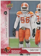 2018 Upper Deck CFL Solomon Elimimian #196 Red Parallel BC Lions 149/150
