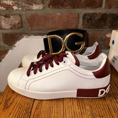 Lot Of 2 Dolce & Gabbana Portofino Low top Bianco/Rosso Size 10 + Belt (36)