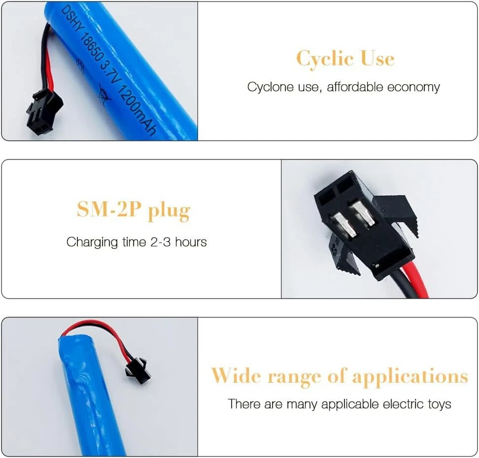 4x Batería 3.7V 1200mAh y Cable USB para DE45 DE42 1:14 SM-2P - Azul - Imagen 3 de 4