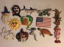 Rubber 3D REFRIGERATOR MAGNETS 3" - 5" each Choice of Design Skull Sun Flag OOP 