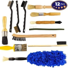 [12-Pc] Scratch Free Auto Detailing Brush Kit for Interior & Exterior Car Care